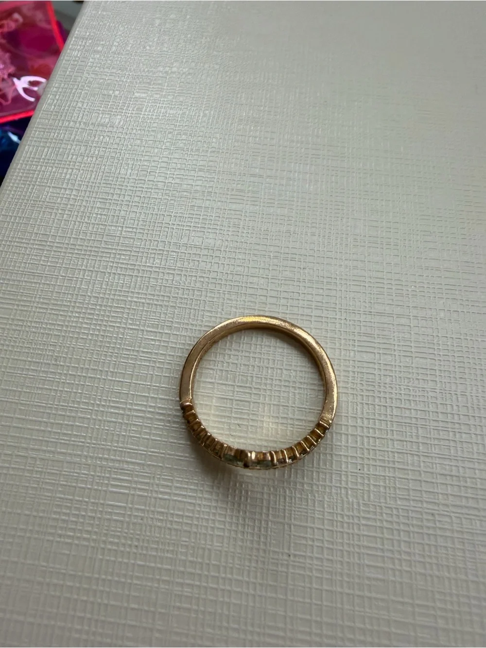 Pandora Gold V-Shaped Ring with Clear Stones